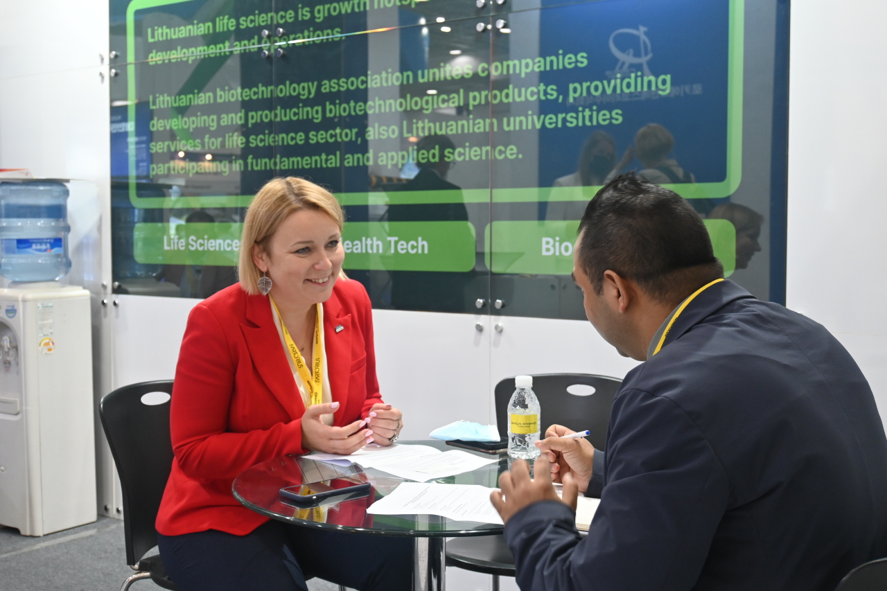 Lithuania’s Vice Minister of Economy and Innovation Jovita Neliupsiene introduces Lithuania’s e-residency program in an interview with The Korea Herald at Coex in southern Seoul on Aug. 3. (Sanjay Kumar/The Korea Herald)
