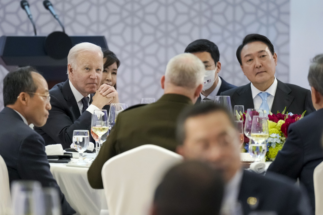 US President Joe Biden attends a state dinner hosted by South Korean President Yoon Suk Yeol, Saturday, May 21, 2022, at the National Museum of Korea in Seoul, South Korea. (File Photo - White House)