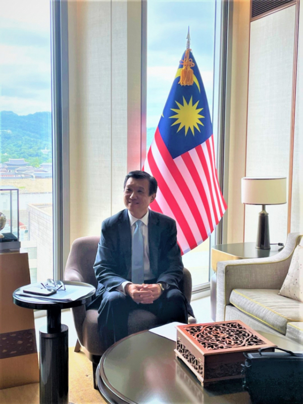 Malaysian Ambassador to Korea Lim Juay Jin speaks in an interview with The Korea Herald at Malaysian Embassy at the Four Seasons Hotel in Seoul on Aug. 24. (Sanjay Kumar/The Korea Herald)