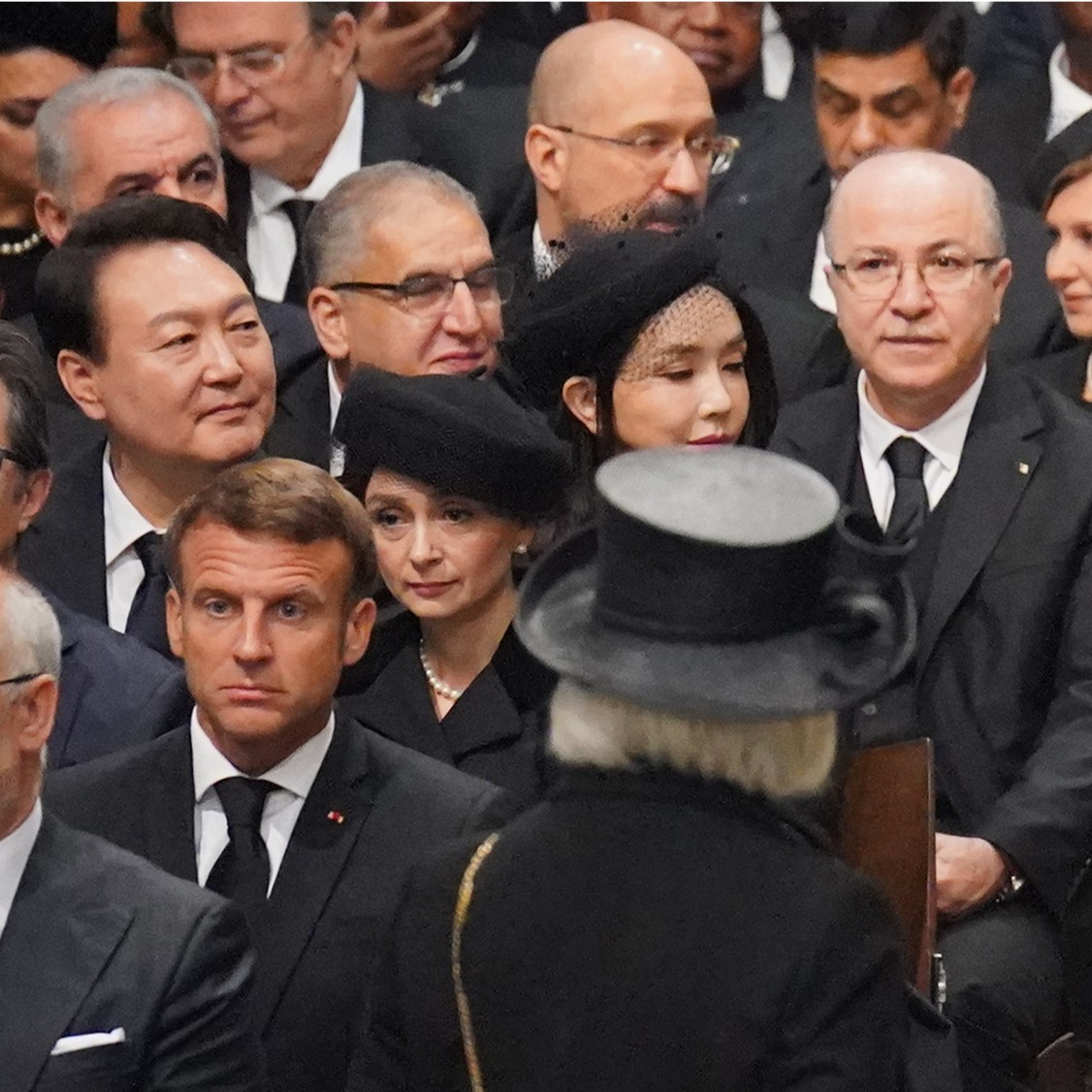President Yoon Suk-yeol and first lady Kim Keon-hee attending the funeral held at Westminster Abbey, London, Monday (PA images-Yonhap)
