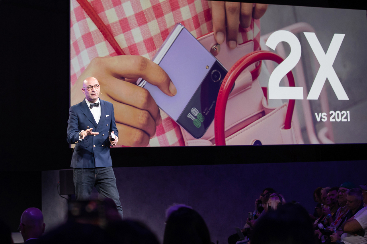 Samsung Europe Chief Marketing Officer Benjamin Braun delivers an opening speech at the IFA 2022 press conference on Thursday. (Samsung Electronics)