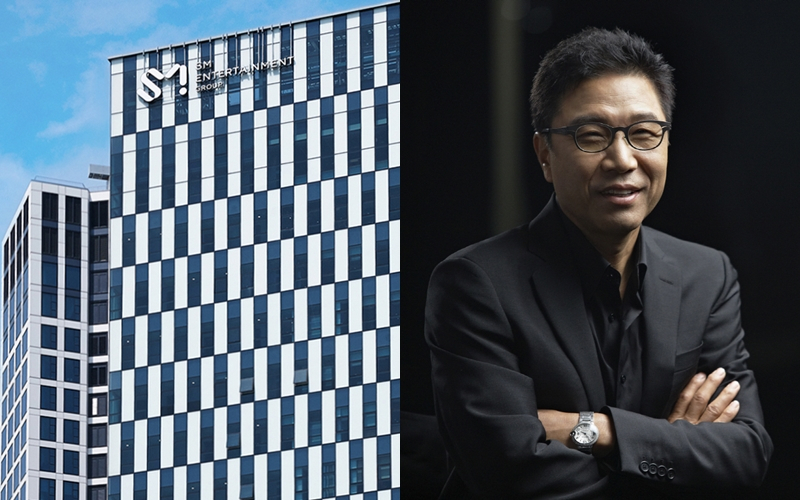 Exterior view of SM Entertainment headquarters in Seongsu-dong, eastern Seoul (left) and SM Entertainment's Chief Producer and Founder Lee Soo-man (SM Entertainment)