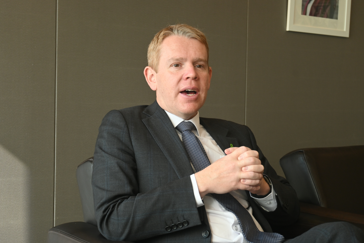 New Zealand’s Minister of Education Chris Hipkins discusses opportunities for Korean students and New Zealand government’s initiatives in an interview with The Korea Herald at New Zealand Embassy, Jung-gu, Seoul. (Sanjay Kumar/The Korea Herald)