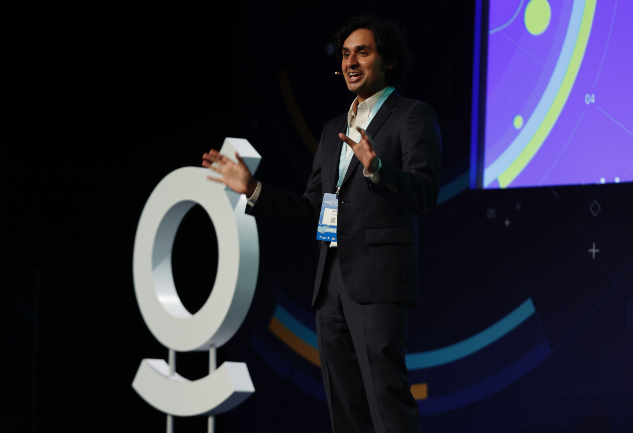 Alok Kanojia, president and co-founder of Healthy Gamer, speaks during the fifth edition of the enlightED 2022 conference held in Madrid on Nov. 17.