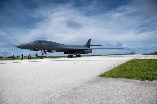A B-1B Lancer strategic bomber at the Andersen Air Force Base in Guam is shown in this undated photo released by the Pacific Air Forces. (Yonhap)