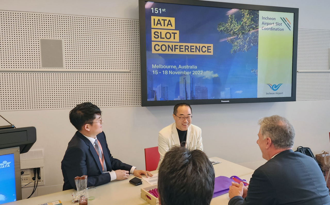 Incheon International Airport Corp. employees take part in the IATA Slot Conference on Wednesday at the Melbourne Convention and Exhibition Centre. (IIAC)