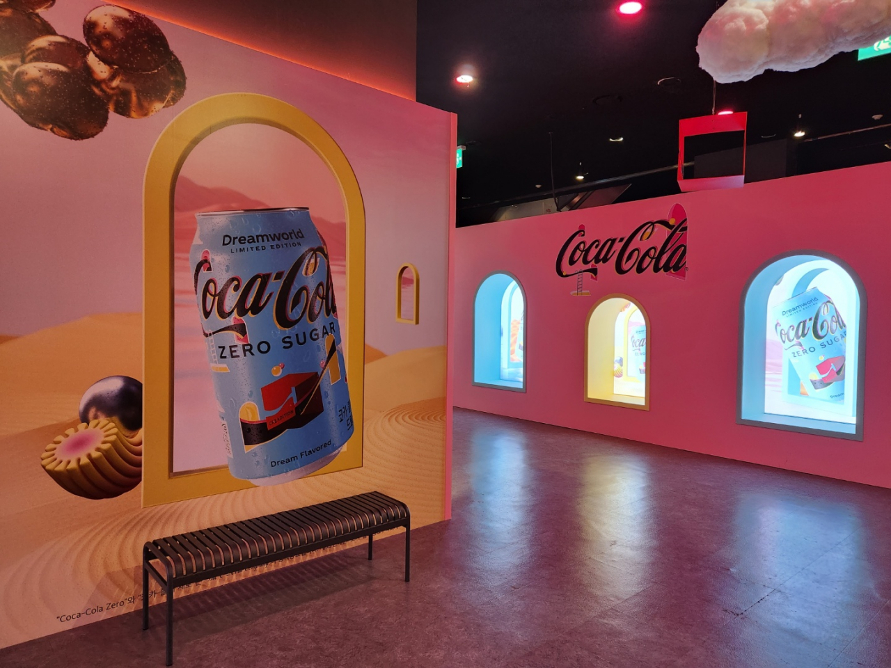 Inside Coca-Cola's Dreamworld pop-up exhibition, in collaboration with local media art company d'strict, at the Wisepark Hongdae in Seoul. (Choi Jae-hee / The Korea Herald)
