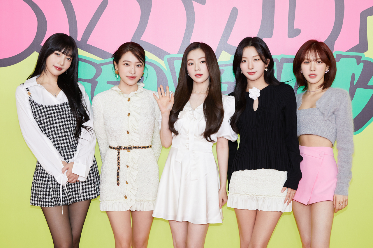 Red Velvet members pose for a picture during the press conference for its new album 