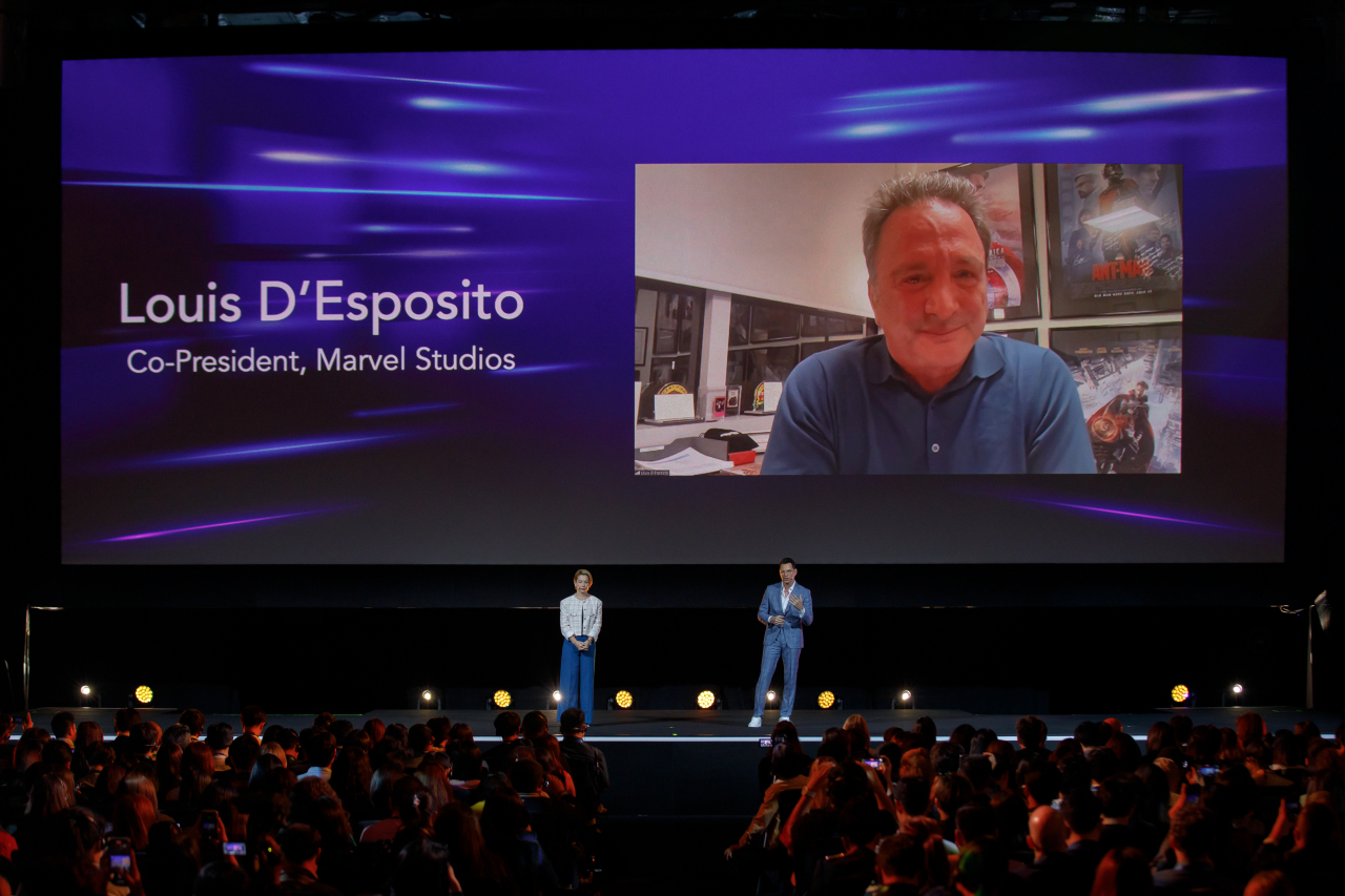 Louis D’Esposito, co-president of Marvel Studios, joined the Disney Content Showcase in Singapore via videolink, Wednesday (Walt Disney Co. Asia Pacific)