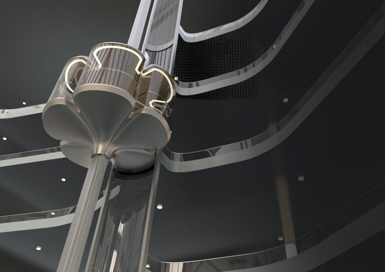 An image of an elevator design submitted by a top-prize winner from Malaysia (Hyundai Elevator)