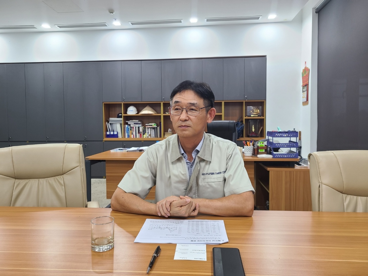 Jang Hyun-gu, Vice President of Hyundai Thanh Cong Vietnam Auto Manufacturing speaks with The Korea Herald at the office located within the automaker`s second factory in Ninh Binh province, Vietnam on Nov. 22. (The Korea Herald/ Jung Min-kyung)
