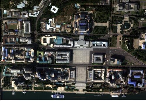 This satellite image provided by the Ministry of Land, Infrastructure and Transport, shows Kim Il-sung Square in Pyongyang. (Yonhap)