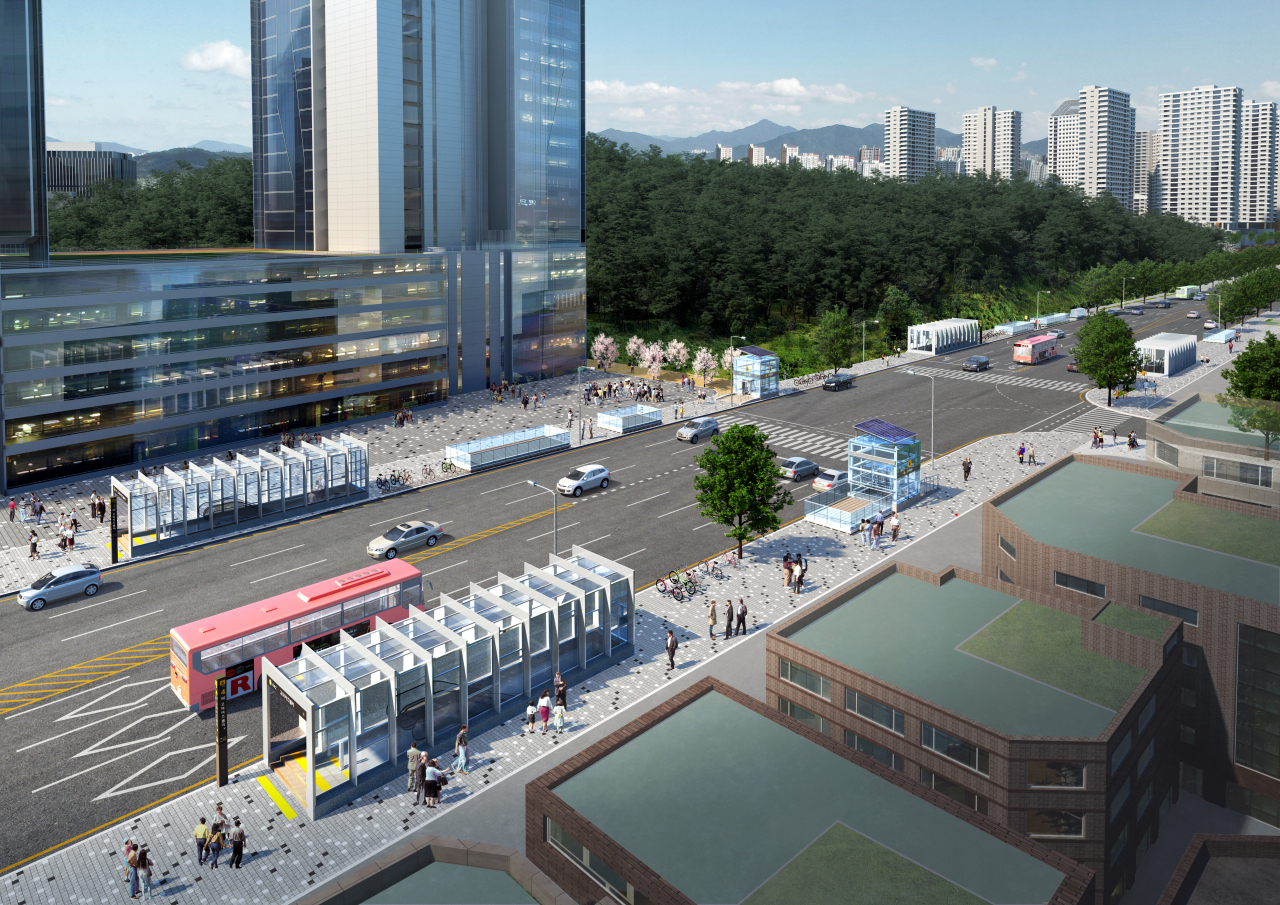 A rendering shows a new subway station to be on Line No. 9, near the Godeok Gangil New Town 1 residential complex. (Seoul Metropolitan Government)