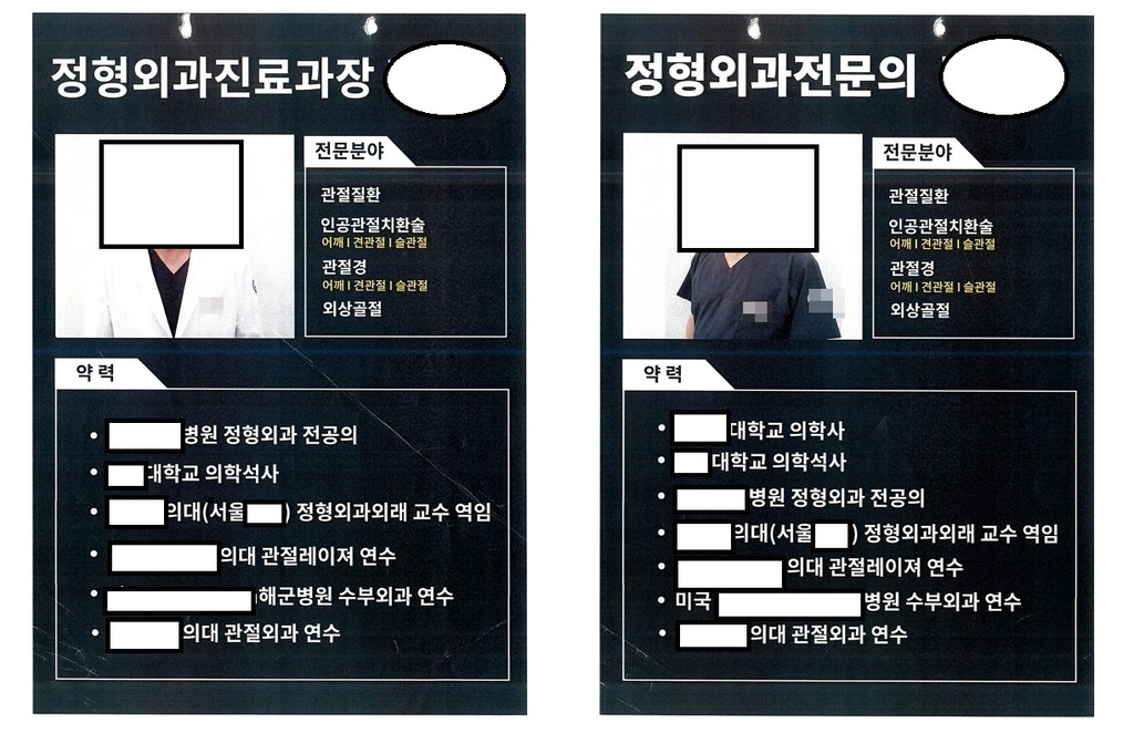 Forged doctor profiles used by the man who illegally practiced medicine for 27 years. (Provided by Suwon District Prosecutors' Office)