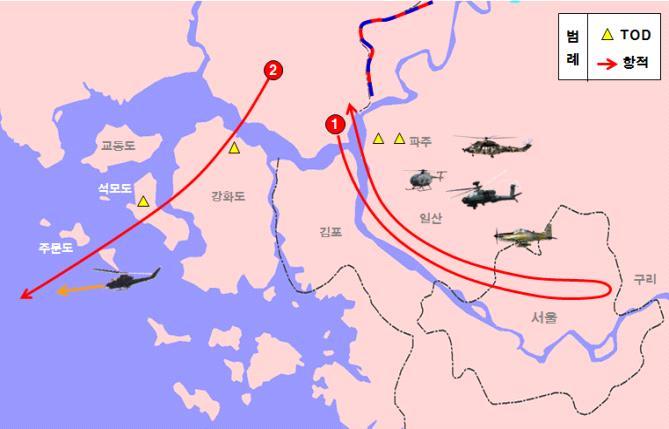 A map provided by the Joint Chiefs of Staff to the National Assembly's Defense Committee on Dec. 28 shows the identified flight paths of North Korean drones that intruded into South Korea's airspace. (Yonhap)
