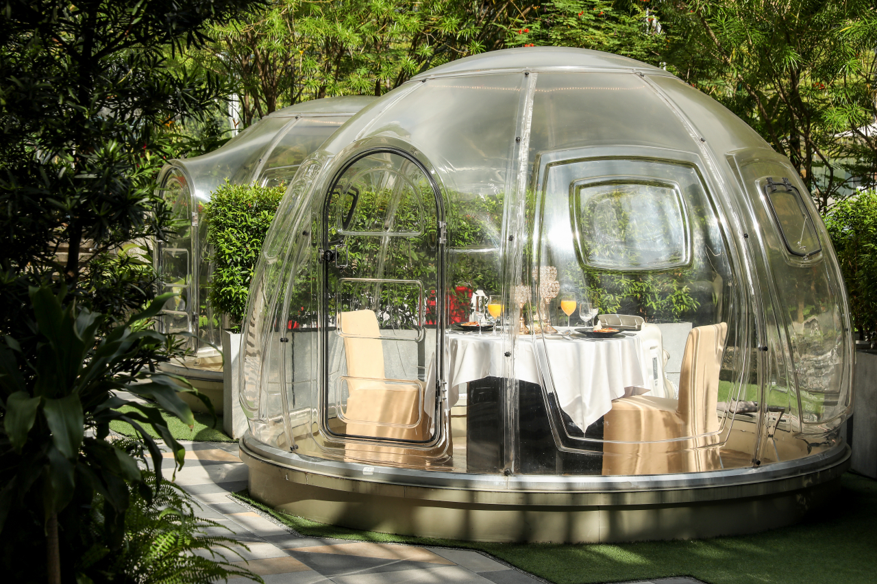 The Vubble, a bubble pod for private dining, at Sheraton Hotel Manila. (The Blend)