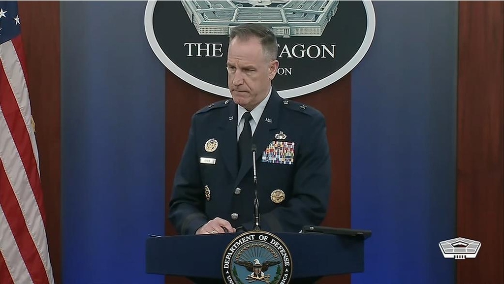 US Department of Defense Press Secretary Brig. Gen. Pat Ryder is seen taking a question during a daily press briefing at the Pentagon in Washington on Tuesday (Pentagon)