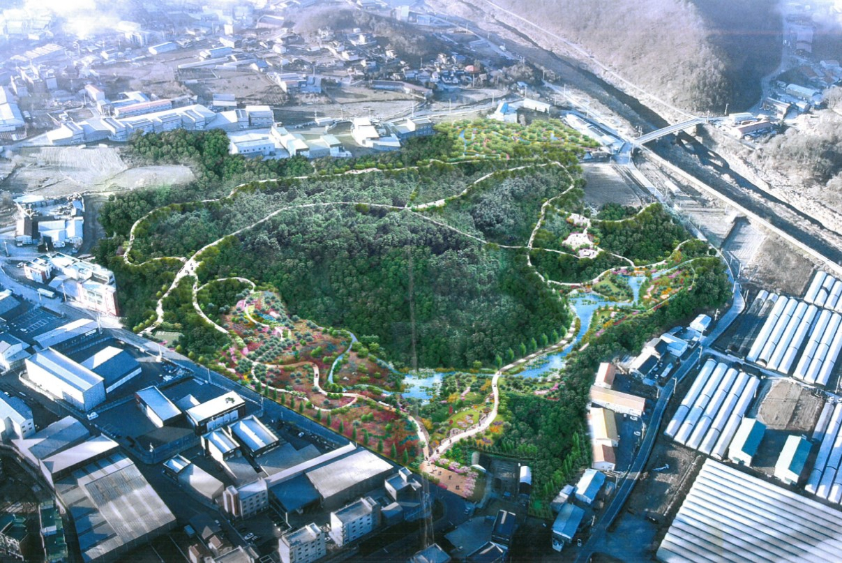 A blueprint of ecological forest near Gyeongan river, located in Cheoin-gu, Yongin. The forest, which will be named Galdam Ecological Forest, will be about the size of 21 soccer fields. (Yongin City)