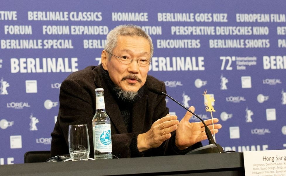 Director Hong Sang-soo speaks at a press conference for “The Novelist's Film” at the 72nd Berlin International Film Festival in Berlin, in February 2022. (Berlin International Film Festival)