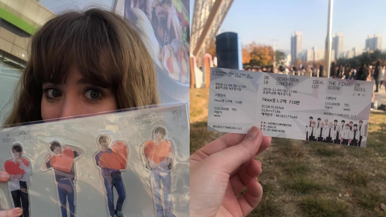 Pictures of Kimmi Kerner at a Seventeen concert she attended in Seoul in 2018 (Courtesy of Kimmi Kerner)