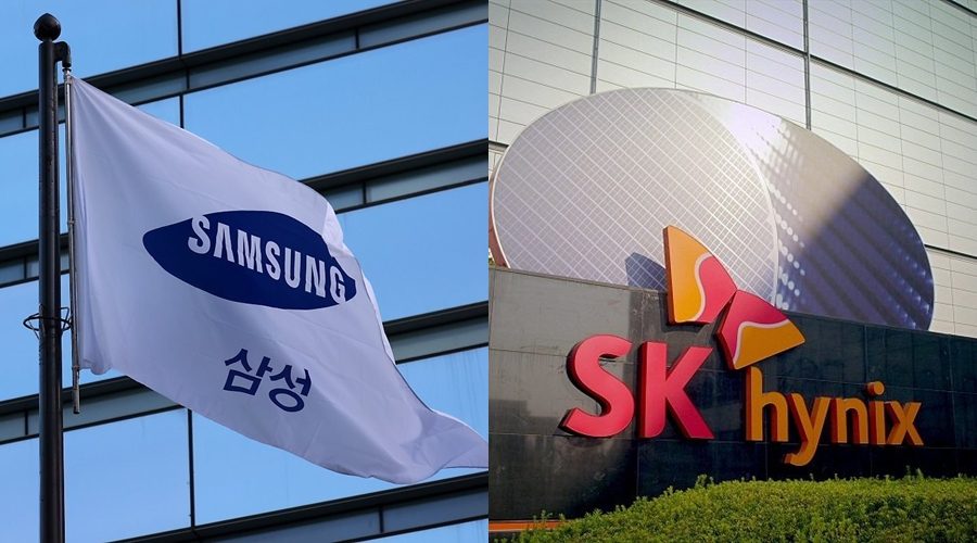 Samsung Electronics' office building in Seoul (left) and SK hynix's plant in Cheongju, North Chungcheong Province (Yonhap, SK hynix)