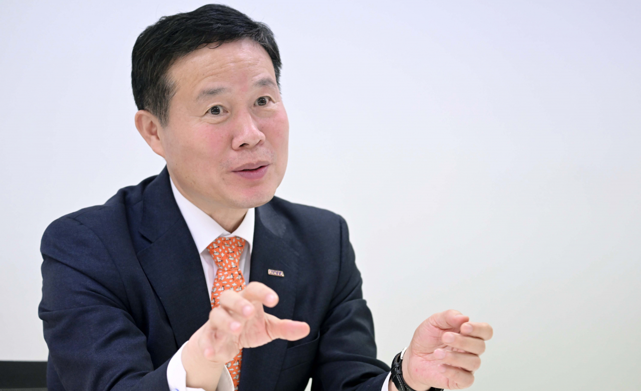 KOCCA President Jo Hyun-rae speaks with The Korea Herald at CKL Business Support Center in Jung-gu, central Seoul on March 22. (Lee Sang-sub/The Korea Herald)