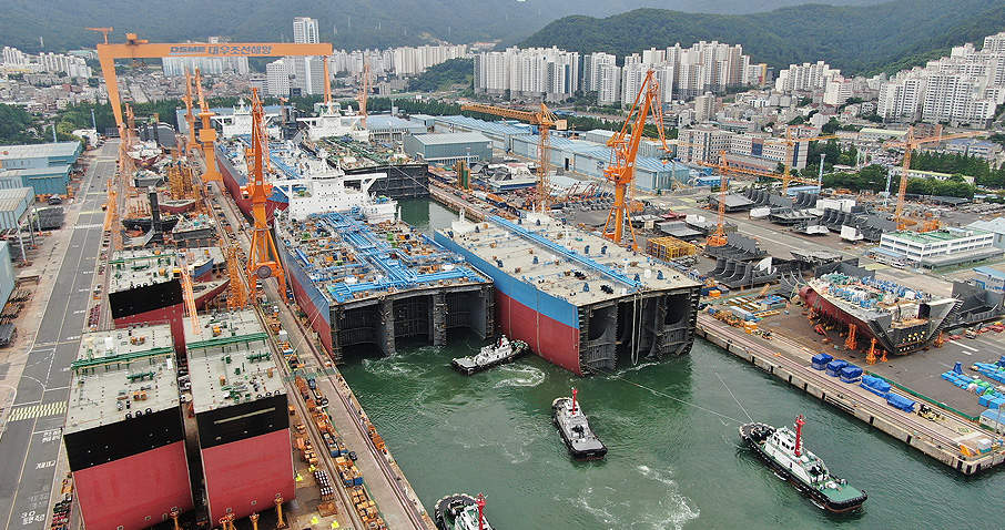 Daewoo Shipbuilding and Marine Engineering shipyard in Geoje, South Gyeongsang Province (DSME)