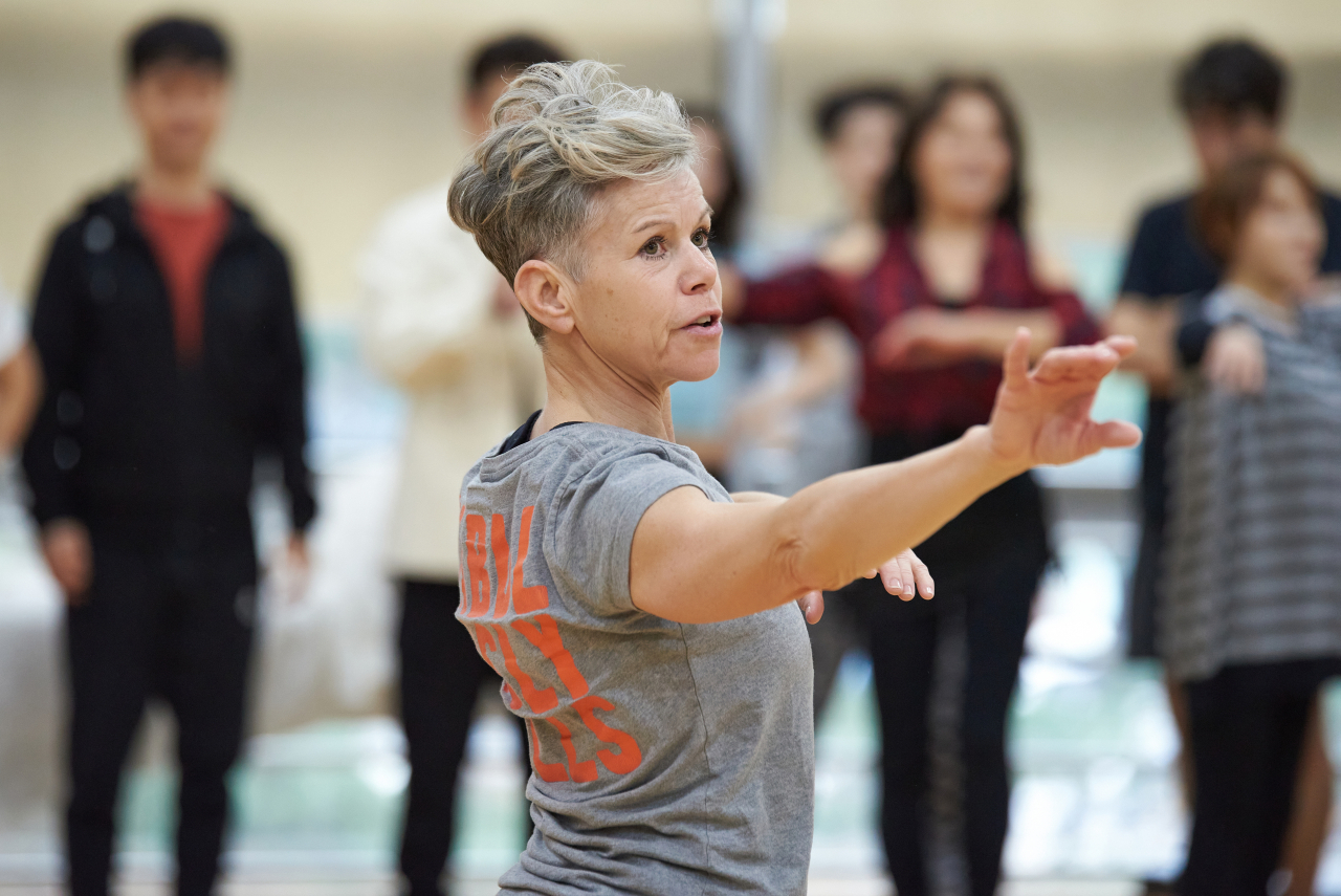 Associate choreographer Leah-Sue Morland participates in a rehearsal session for 