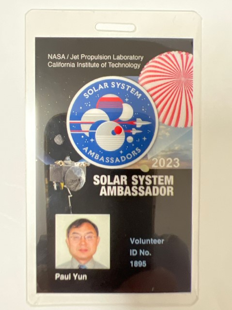 Paul Yun's NASA solar system ambassador badge (Paul Yun)