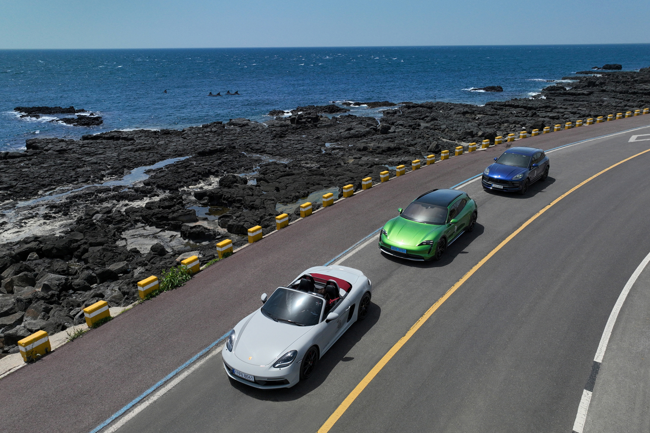 Porsche vehicles drive on Jeju Island (Porche Korea)
