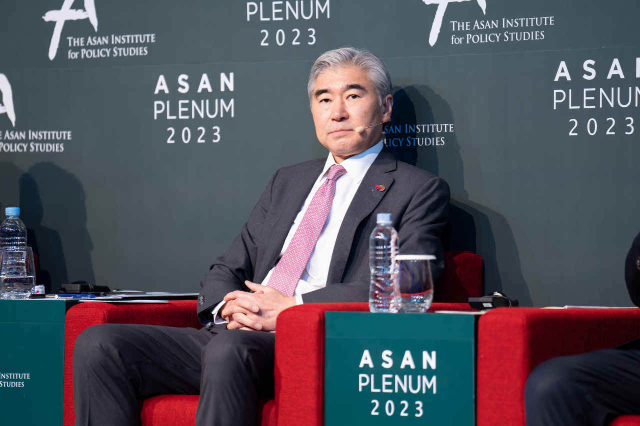 US Special Representative for North Korea Sung Kim at the Asan Plenum 2023 conference held in Seoul, Tuesday. (Yonhap)