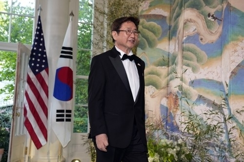 South Korea's Minister of Culture, Sports and Tourism Park Bo-gyoon arrives for a state dinner with US President Joe Biden and South Korean President Yoon Suk Yeol at the White House in Washington on Wednesday (AP)