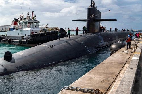 This undated photo shows a US strategic submarine in Guam. (US Indo-Pacific Command's Twitter)