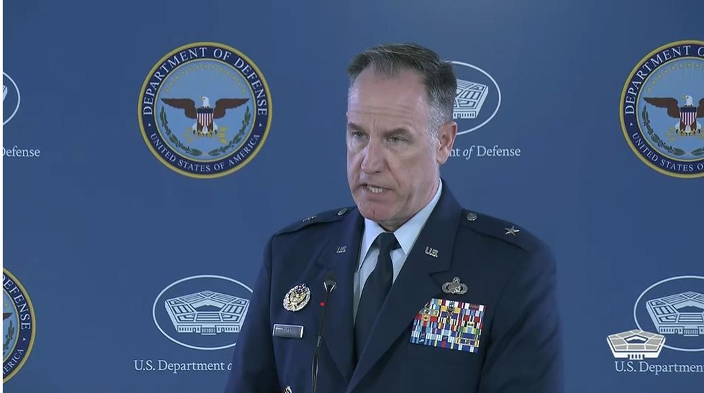 Department of Defense Press Secretary Brig. Gen. Pat Ryder is seen answering a question during a daily press briefing at the Pentagon in Washington on Tuesday in this captured image. (USDOD)