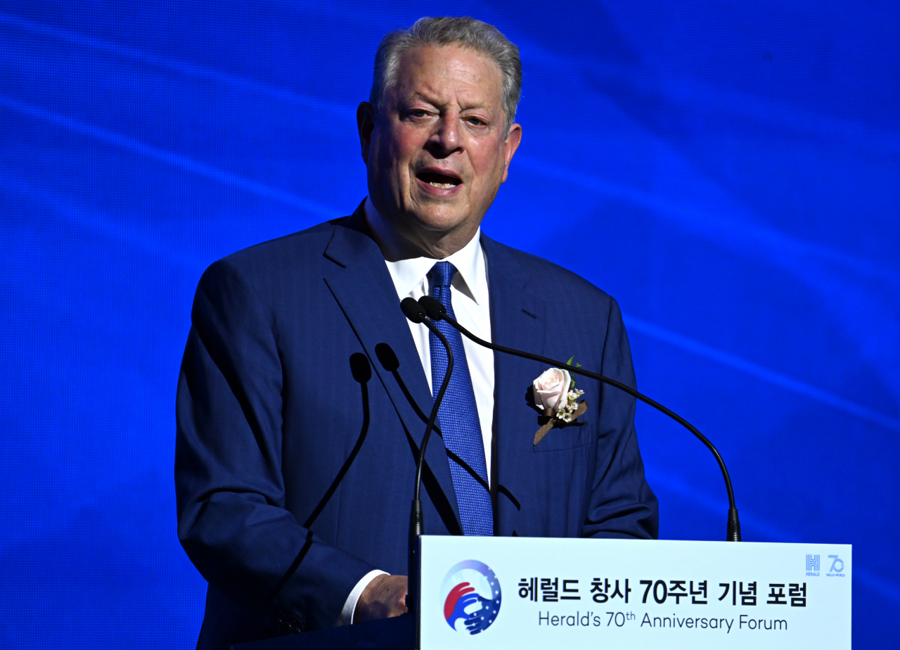 Former US Vice President Al Gore gives a keynote speech at the 