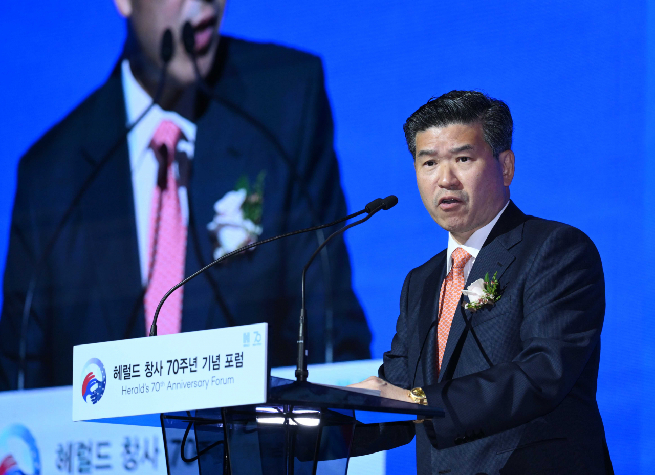 James Kim, chairman and CEO of the American Chamber of Commerce in Korea (Im Se-jun/The Korea Herald)