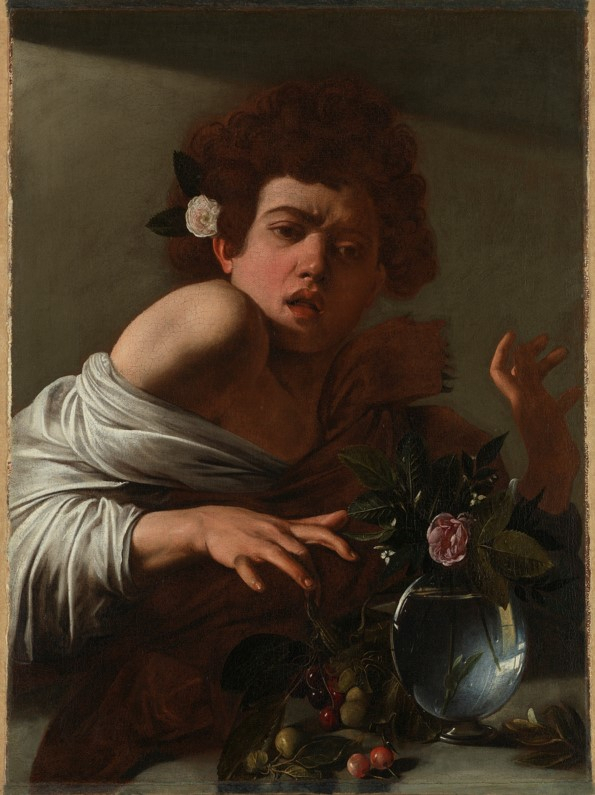 “Boy Bitten by a Lizard” by Caravaggio (Michelangelo Merisi da Caravaggio) is shown at the exhibition 