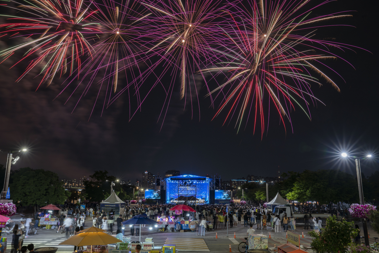 Fireworks during the Seoul Philharmonic Orchestra's 