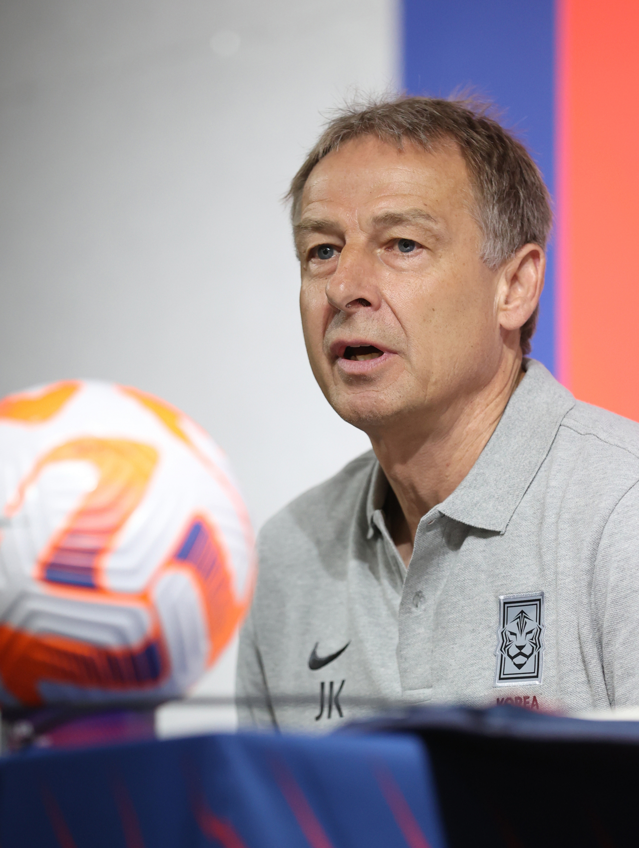 Jurgen Klinsmann, head coach of the South Korean men's national football team, speaks at a press conference at the Korea Football Association House in Seoul on June 5. (Yonhap)