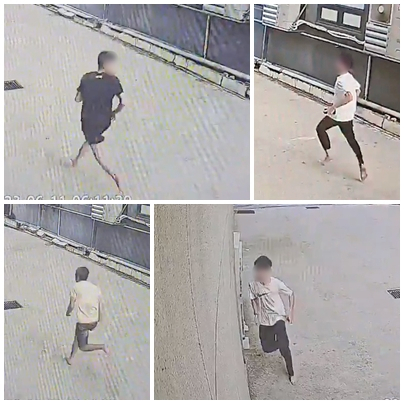 This CCTV footage shows the Vietnamese nationals who escaped the Wolgok police patrol unit station in the southwestern city of Gwangju on Sunday. (Yonhap)