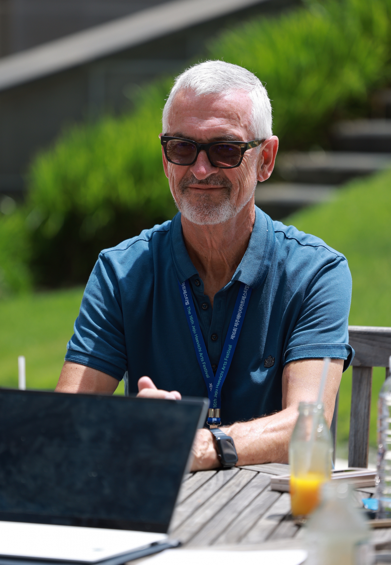 William Burdett-Coutts sits for an interview at Jeju Haevichi Hotel and Resorts during the Jeju Haevichi Arts Festival on Jeju Island on Tuesday. (Kocaca)