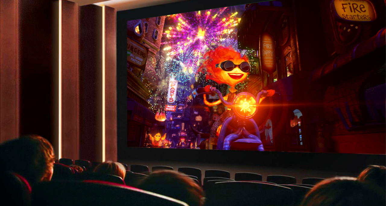 Moviegoers watch Pixar Animation Studios' latest animated film, 