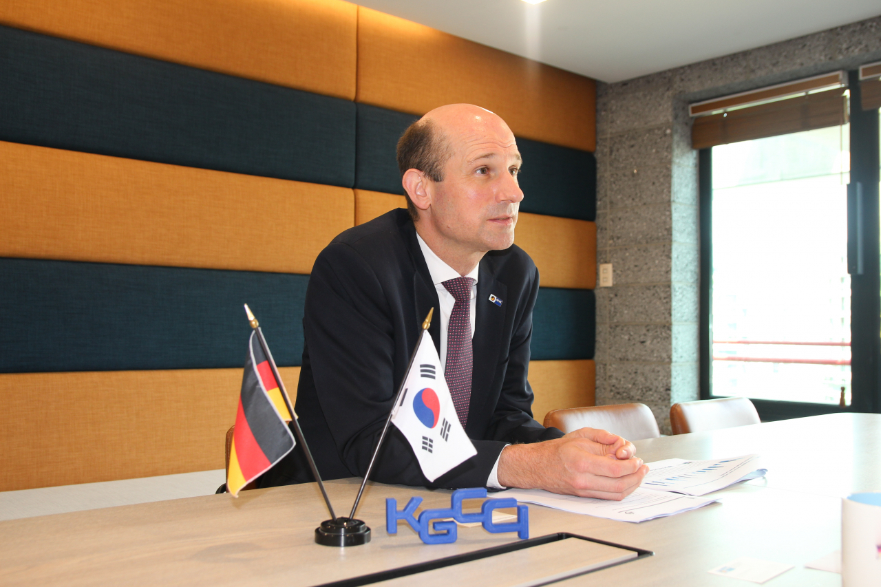 Korean-German Chamber of Commerce and Industry(KGCCI) President Martin Henkelmann Henkelmann speaks in an interview with The Korea Herald at KGCCI headquarters in Hannam-dong, Yongsan-gu, Seoul. (KGCCI)