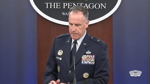 Department of Defense spokesperson Brig. Gen. Pat Ryder is seen answering questions during a press briefing at the Pentagon in Washington on Tuesday in this captured image. (Yonhap)