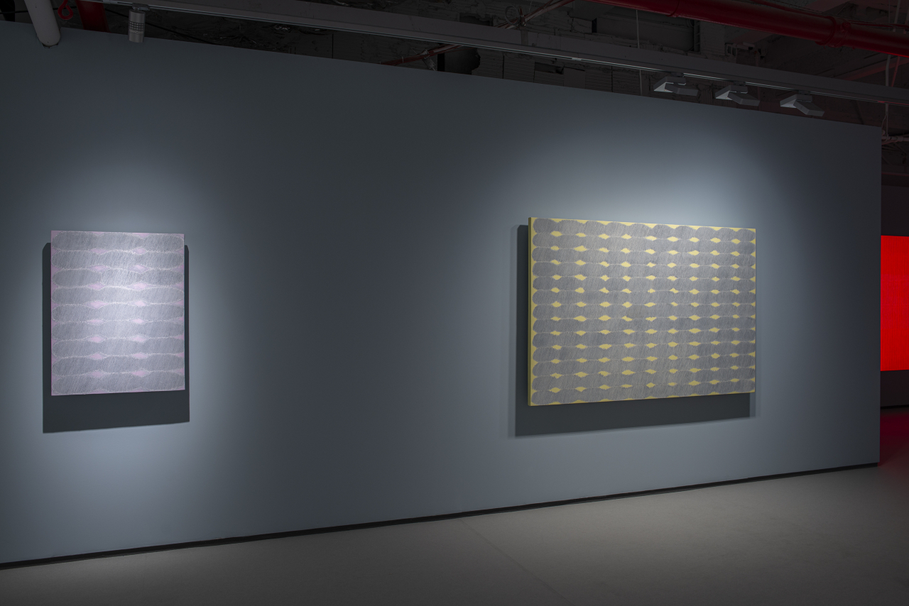 An installation view of the Ecriture series by Park Seo-bo at the 