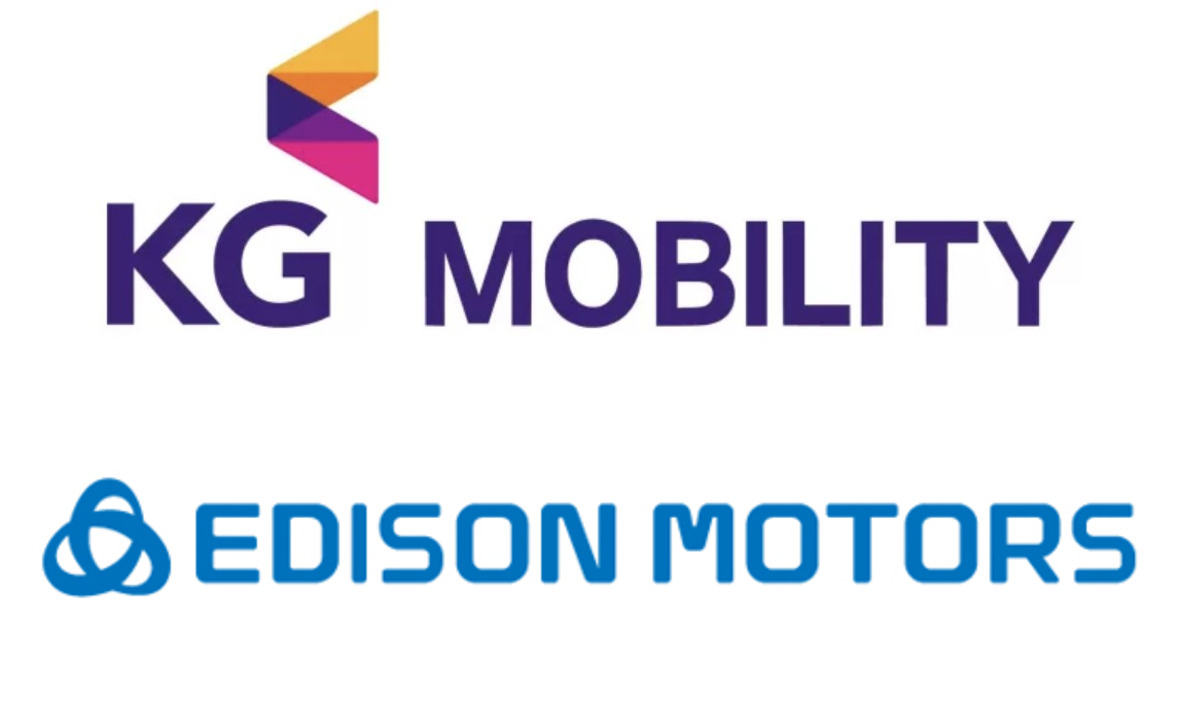 KG Mobility and Edison Motors logos (Screen captures from each company's website)