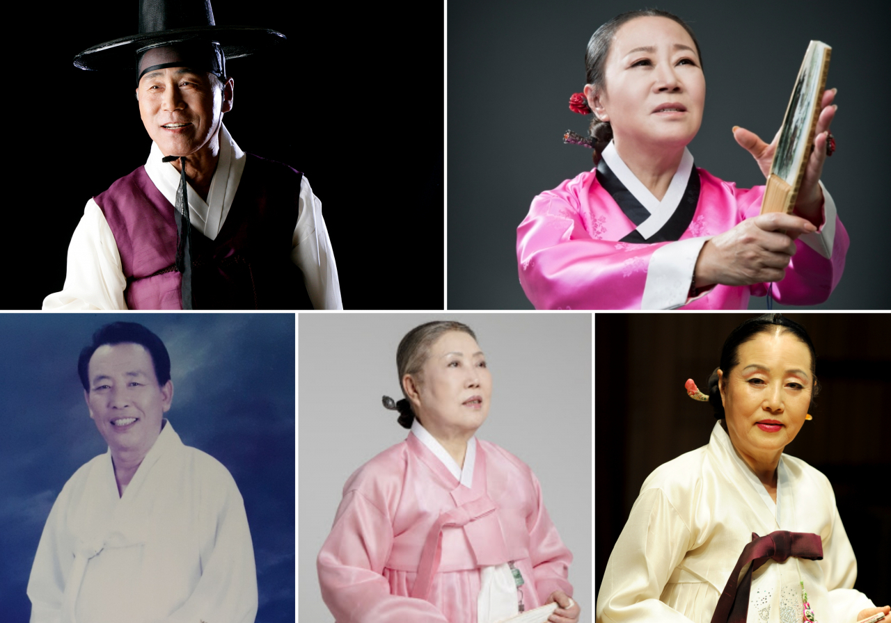 Clockwise from top left: Singers Kim Il-gu, Kim Su-yeon, Jeong Sun-im, Shin Young-hee and Cho Sang-hyun are scheduled to perform at the Jeonju International Sori Festival. (Jeonju International Sori Festival)