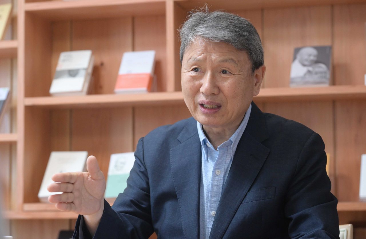 Professor Kwon Young-min speaks in an interview with The Korea Herald in Jung-gu, Seoul. (Lee Sang-sub/The Korea Herald)