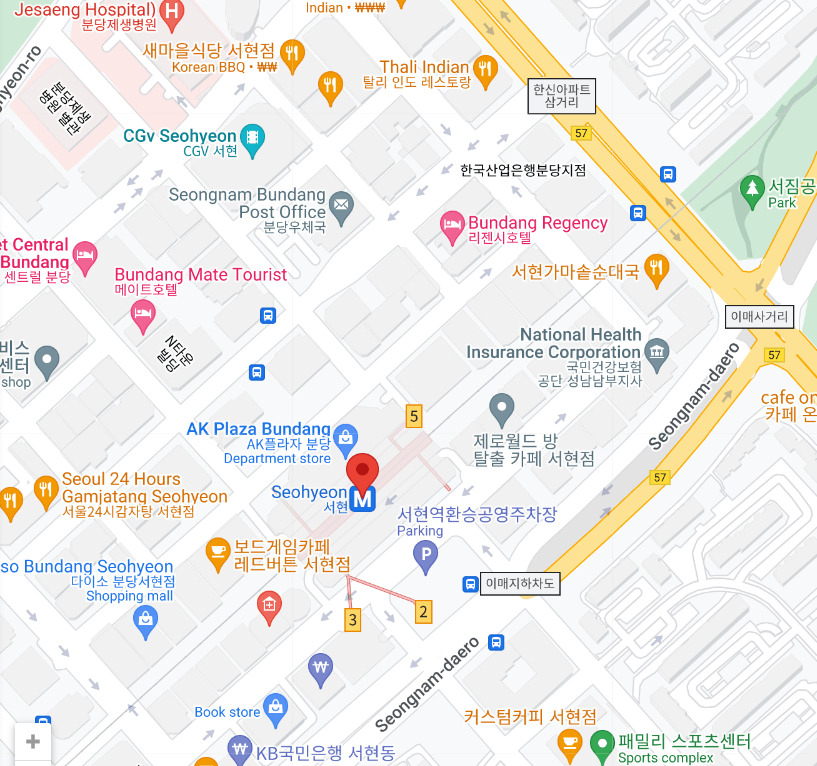The location of Seohyeon Station and the nearby department store