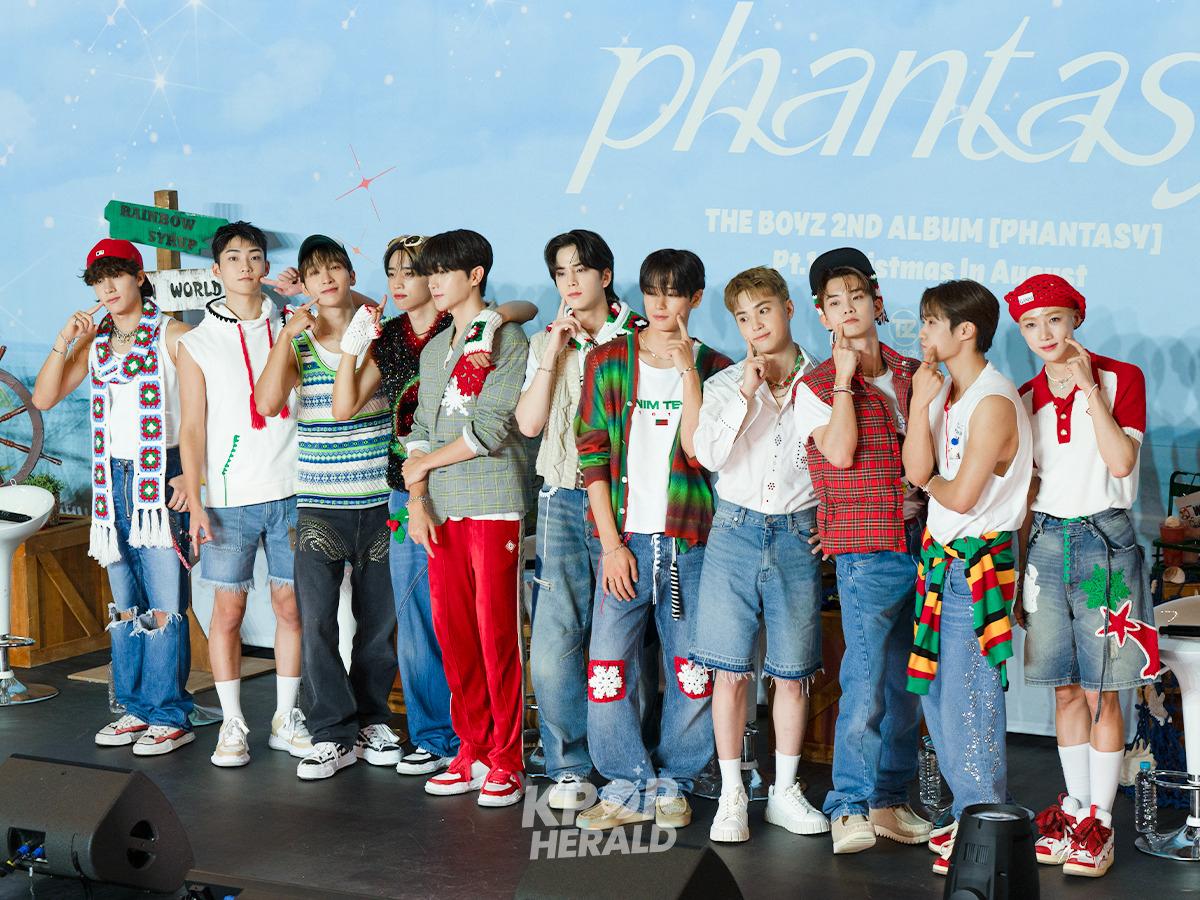 Boy band The Boyz pose for picture during a press conference for its second LP 